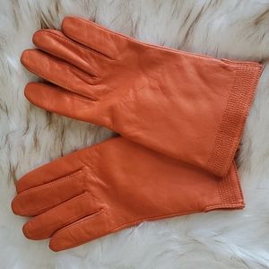 Leather Gloves Orange Size 7.5